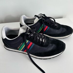 Paul Smith Black Sneakers with Multicolor Stripes